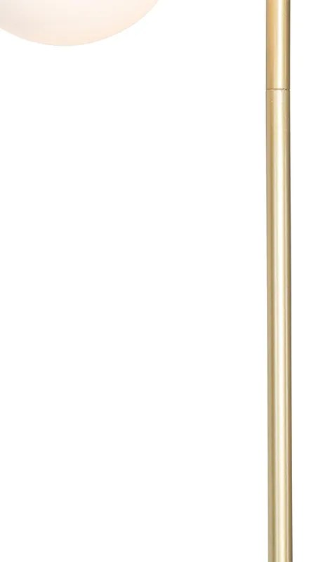 Art Deco vloerlamp goud met mat glas 2-lichts - Pallon