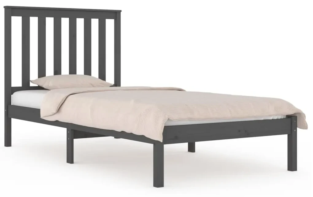 vidaXL Bedframe massief grenenhout grijs 100x200 cm