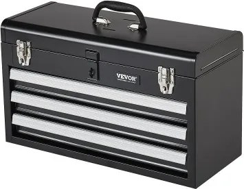 VEVOR Gereedschapskist 520x218x304mm, Gereedschapskist met 3 laden, Gereedschapskoffer met EVA-inzetstukken, Ladeslot met kogellagers en poedercoating, Multifunctionele gereedschapsorganizer