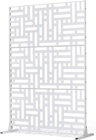 VEVOR Screen, 120x50,8x193 cm, vrijstaande buitenwand met standaard, privacyscherm, scheidingswand, kamerverdeler, decoratieve stalen kamerverdeler voor balkon, terras, binnen, whirlpool, wit