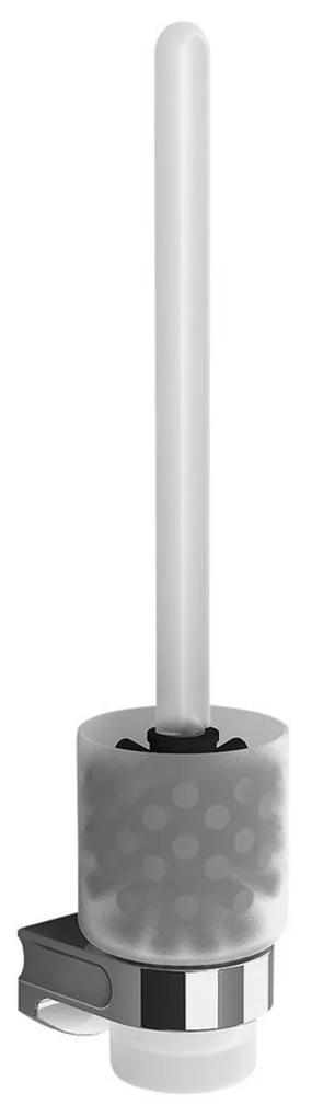 Toiletborstelhouder Sapho X-Round Hangend 8.3x41 cm Chroom / Melkglas