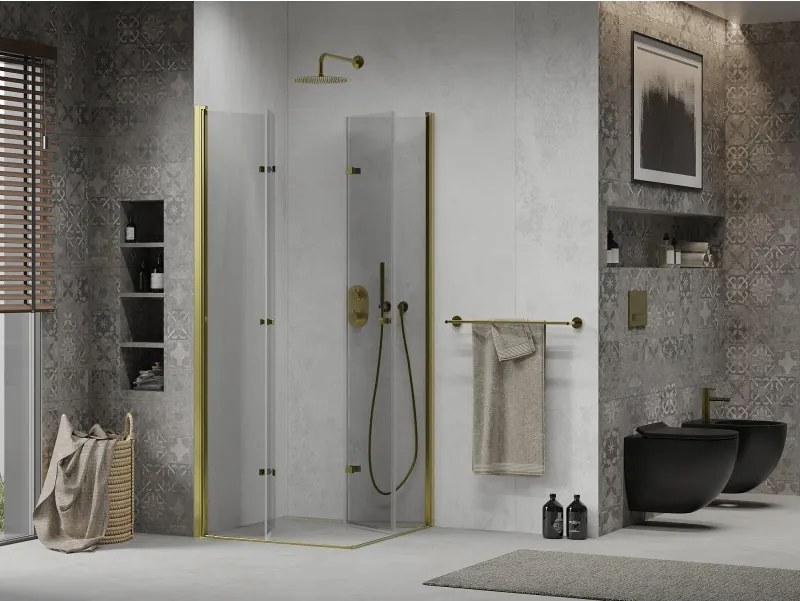 Mexen Lima Duo douchecabine vouwbaar 90 x 90 cm, transparant, goud - 856-090-090-50-00-02