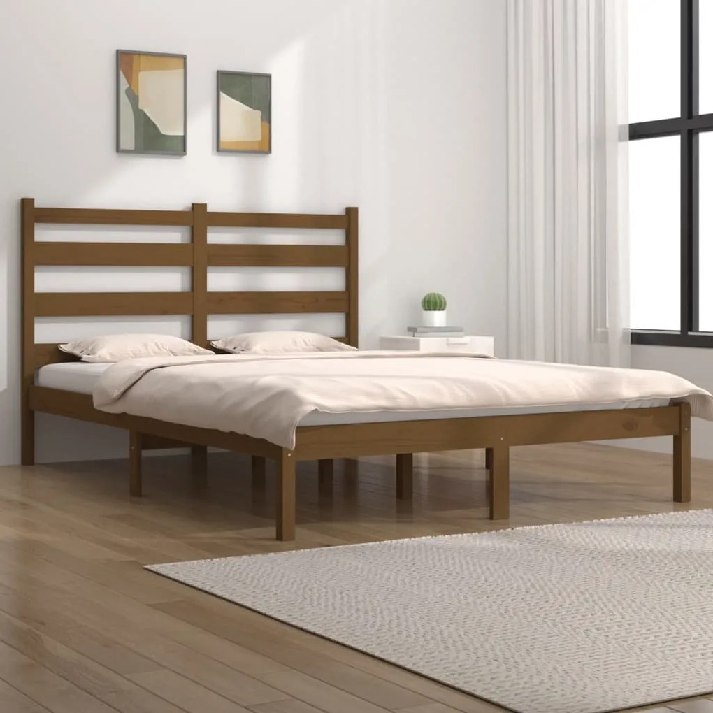 vidaXL Bedframe massief grenenhout honingbruin 160x200 cm