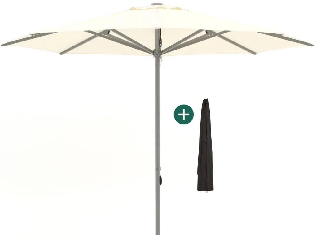 + 15% kassakorting | Parasol Shadowline Cuba | Inclusief hoes | Rond | 400cm | Met katrol | Wit | Kees Smit Tuinmeubelen