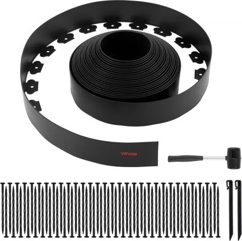 VEVOR Gazonrand, 20 m x 10 cm, Kunststof Tuinrand met 60 Punten & 2 Grondpennen, Perkrand, Landschapsrand, Perkrand, Hekranden voor Bloemperken & Tuinbestrating