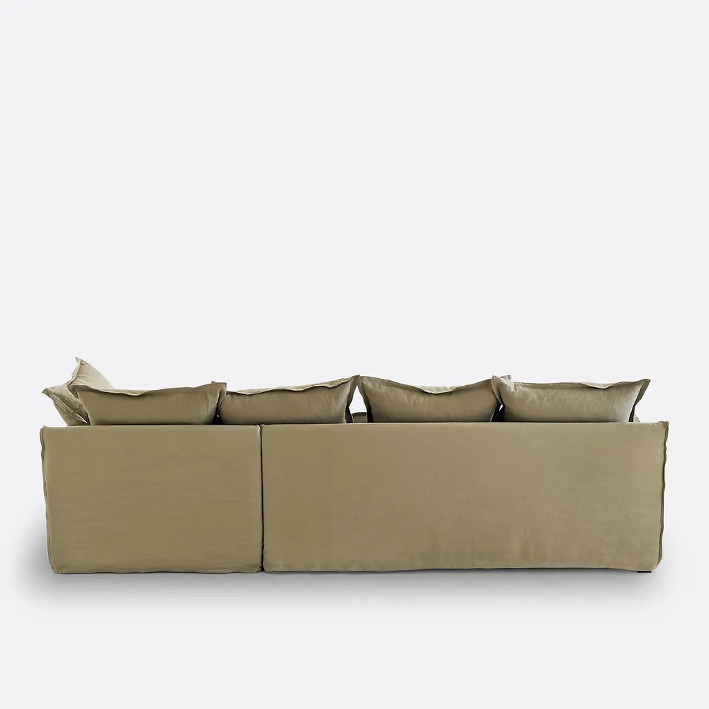 4-zits hoekbank met afneembare hoezen, omvormbaar, in gekreukt linnen, Odna