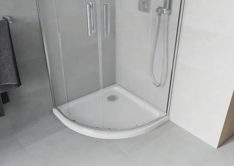 Mexen Rio halfklassieke douchecabine 80 x 80 cm, matglas, chroom + Flat douchebak, wit - 863-080-080-01-30-4110