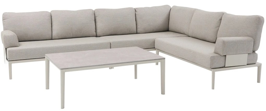 Hong Kong hoek loungeset 4 delig aluminium latte zand