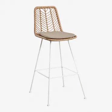 Set Van 4 Hoge Tuinkrukken In Gouda Natural Synthetisch Rotan Natuurlijk & ↑75 Cm & Wit & Bruin - Mokka - Sklum