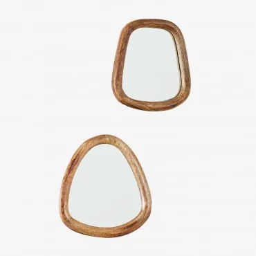 Set Van 2 Mangohouten Wandspiegels Gabael Design B - Sklum