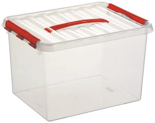Q-line Opbergbox 22L - transparant/rood