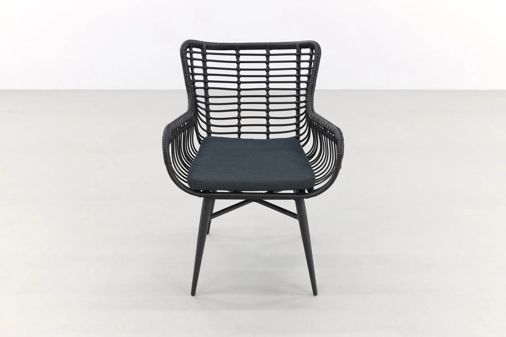 Jasmine Black/Rome 4-persoons dining tuinset 170x100 cm. - Grey teak