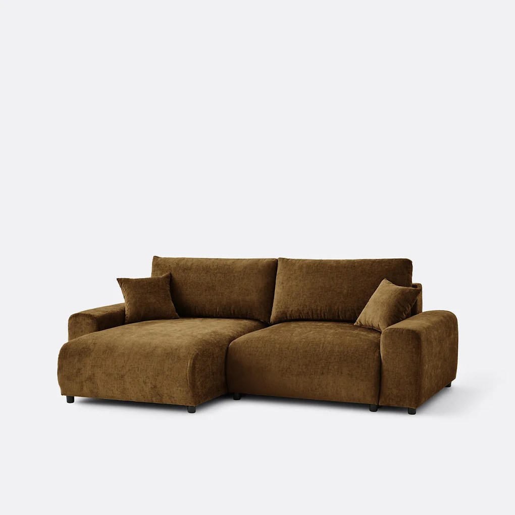 Omkeerbare hoekbank, omvormbaar, met box, in gevlamde chenille, GALENE