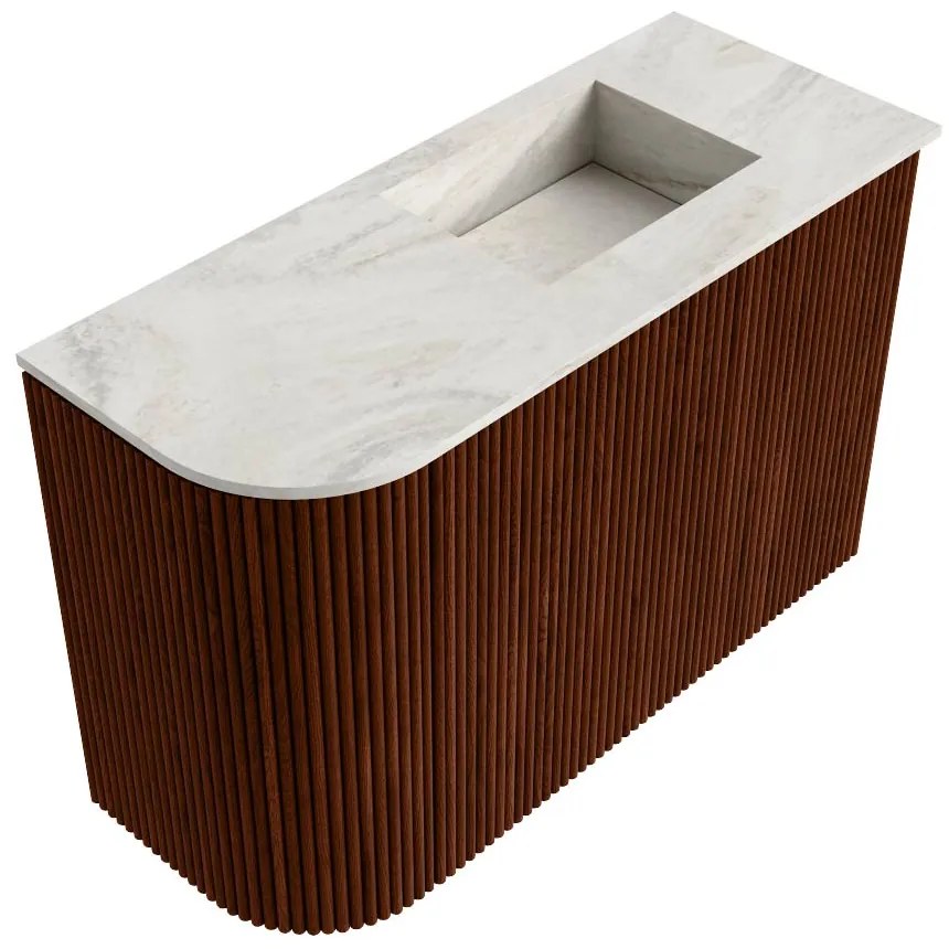 Mondiaz Joya DLux 60cm toiletmeubel ronding links ruby met wastafel faye rechts 1 kraangat ostra