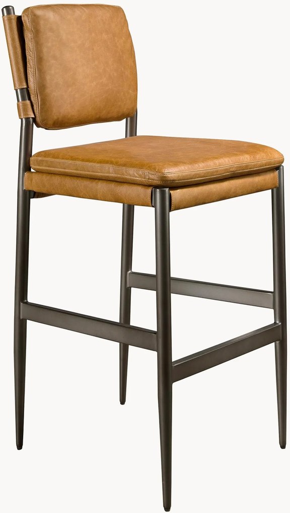 Leren barkruk Pablo met metalen poten