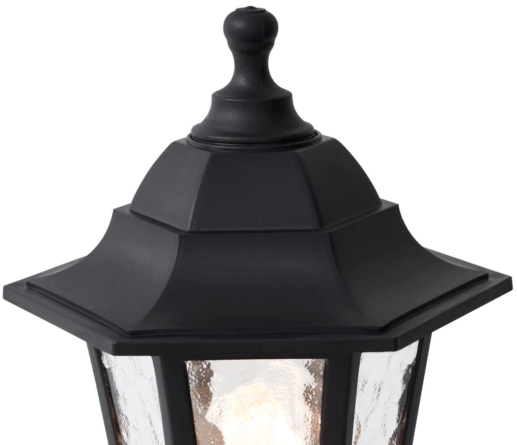 Klassieke buitenpaal zwart 122cm IP44 - New Haven Hammered Klassiek / Antiek E27 IP44 Buitenverlichting rond