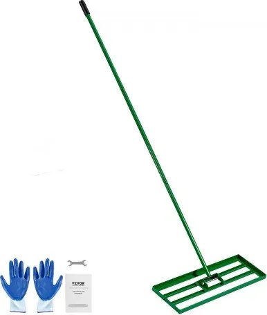 VEVOR gazonnivelleerhark 758x254 mm, gazontrekker met 198 cm lange stalen steel, gazonegalisator inclusief tuinhandschoenen, gazonnivelleringsgereedschap, geschikt voor tuin, golfbaan en landbouw