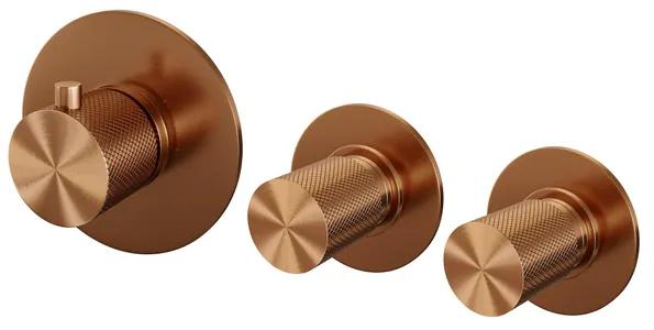 Brauer Copper Carving inbouwthermostaat - inbouwdeel - 3 carving knoppen - PVD - geborsteld koper 5-GK-089