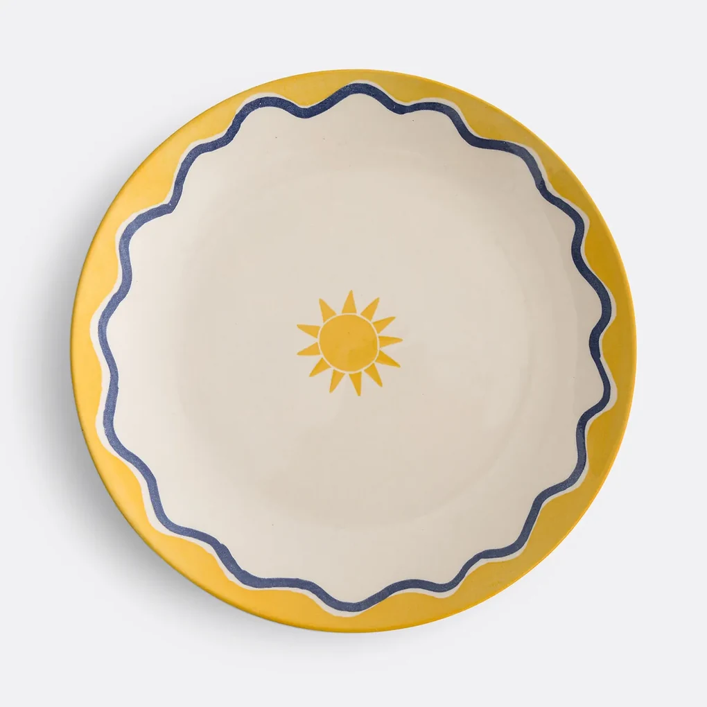 Set van 4 platte borden in aardewerk met motief, Olympe