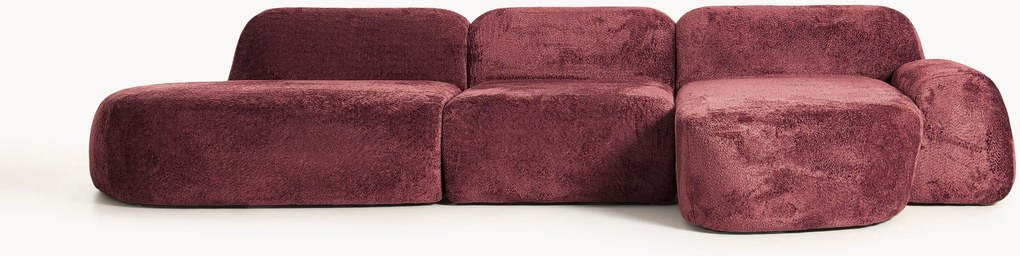 Modulaire teddy-bouclé hoekbank Wolke (4-zits) met chaise longue