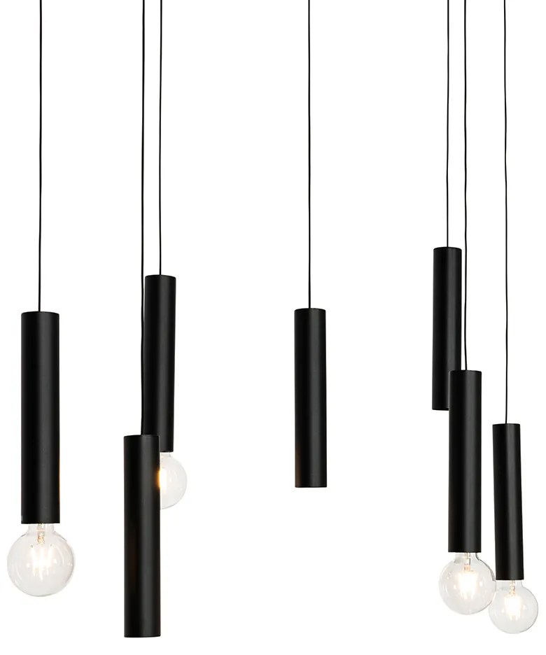 Design hanglamp zwart ovaal 7-lichts - Tuba