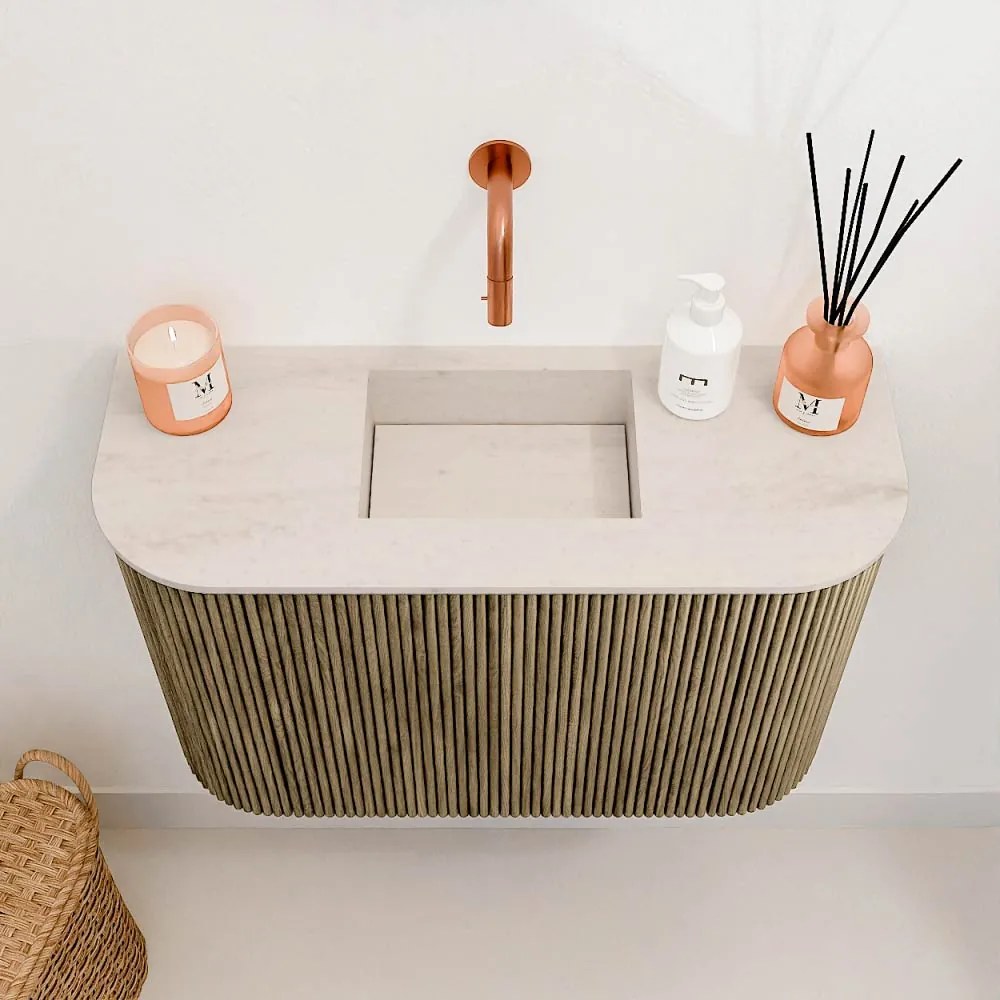 Mondiaz Joya DLux 65cm toiletmeubel ronding links/rechts dusk met wastafel faye midden zonder kraangat meli