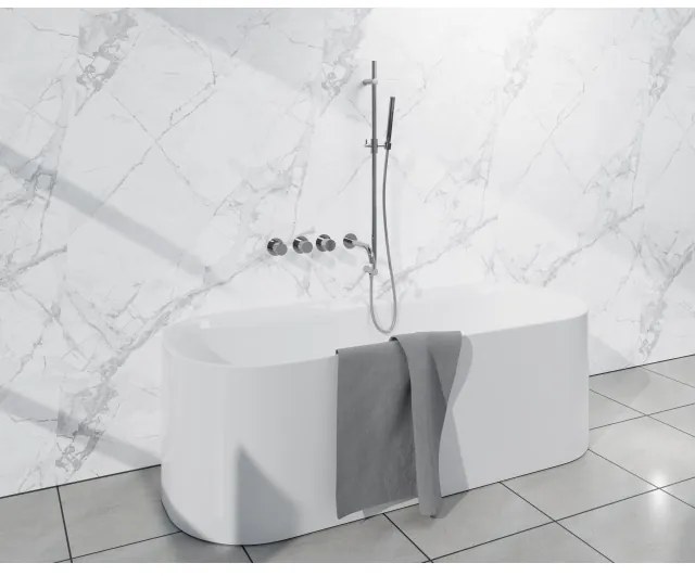 Fortifura Nebbio Badcombinatie-set - thermostaatkraan - glijstang met geïntegreerde wandaansluitbocht - metalen doucheslang - staaf handdouche - uitloop - chroom SW1183064 SW1111526 SW767373 SW496810 SW1183076 SW