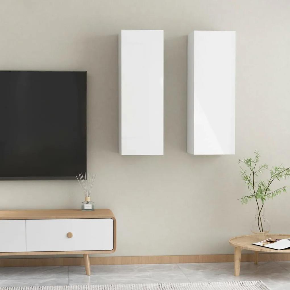 vidaXL Tv-meubelen 2 st 30,5x30x90 cm spaanplaat hoogglans wit