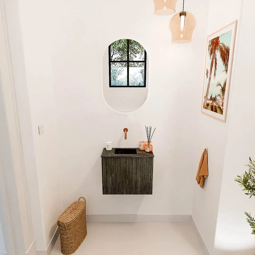 Mondiaz Joya DLux 50cm toiletmeubel shadow met wastafel faye links zonder kraangat lava