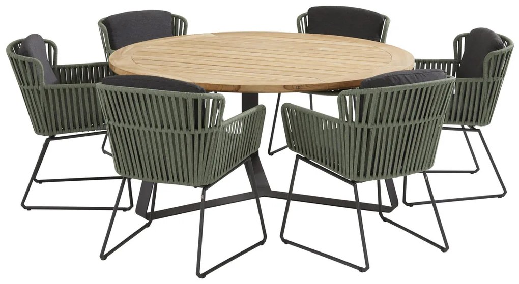 Taste by 4 Seasons Vitali dining set met Goa HPL tafel 160 cm dark grey  Tuinset    antraciet weerbestendig