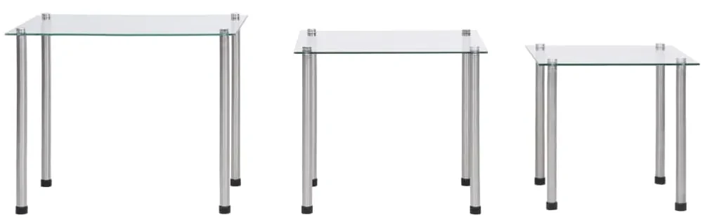 vidaXL 3-delige Tafeltjesset gehard glas transparant