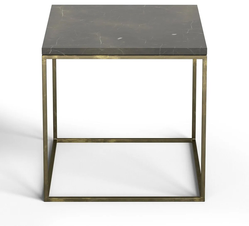 Bijzettafel in used messing/marmer Mahaut