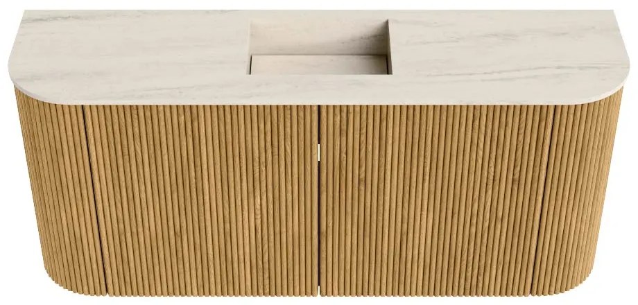 Mondiaz Joya DLux 95cm toiletmeubel ronding links/rechts oak met wastafel faye midden zonder kraangat meli