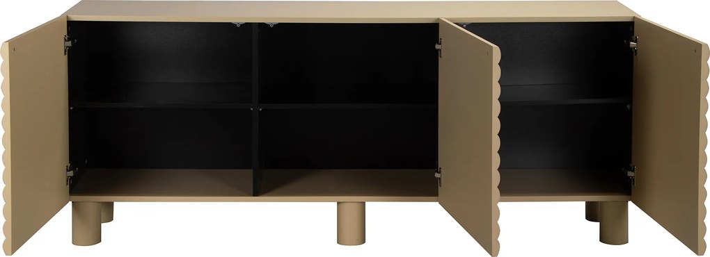 Dressoir Met Grote Ribbels Zandkleur 180 Cm - 180x40x75cm.