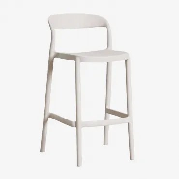 Stapelbare Hoge Kruk Van Polypropyleen Brenza Steen Wit & ↑65 Cm - Sklum