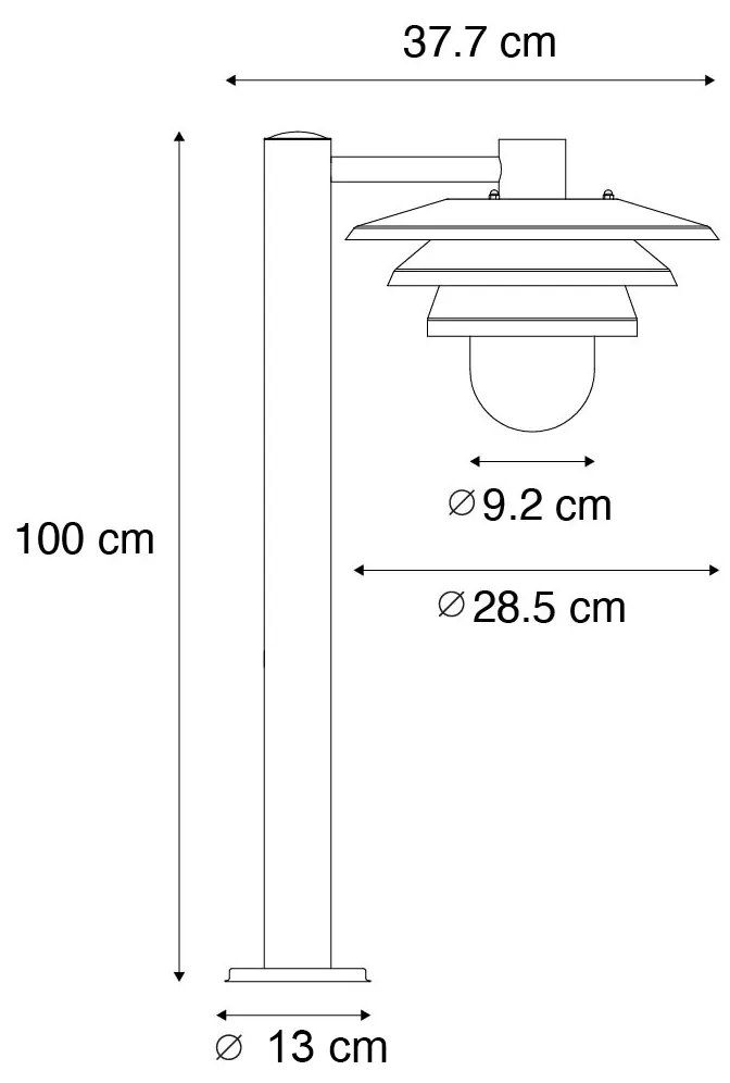 Design buiten paaltje zwart 100 cm IP44 - Morty Design E27 IP44 Buitenverlichting