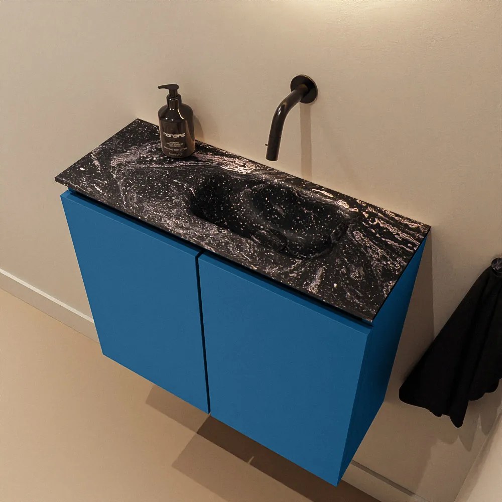 Mondiaz Ture DLux toiletmeubel 60cm jeans met wastafel lava rechts zonder kraangat