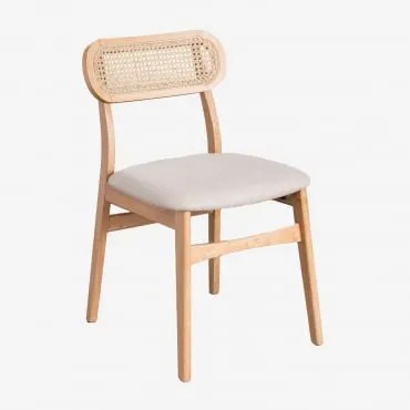 Set Van 4 Gestoffeerde Eetkamerstoelen Met Houten Frame Leivel Natuurlijk Hout - Sklum