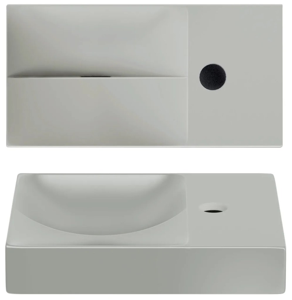 Clou Vale keramische fontein 38cm met kraangat rechts grijs mat