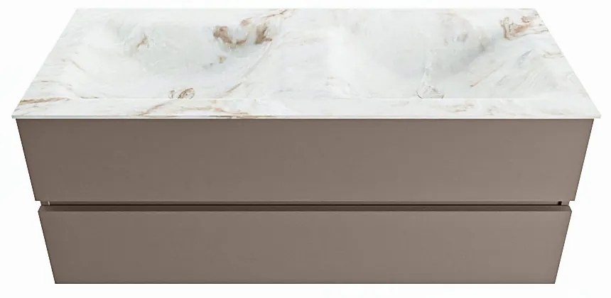 Mondiaz Vica DLux badmeubel 120cm smoke 2 lades met wastafel frappe dubbel zonder kraangat
