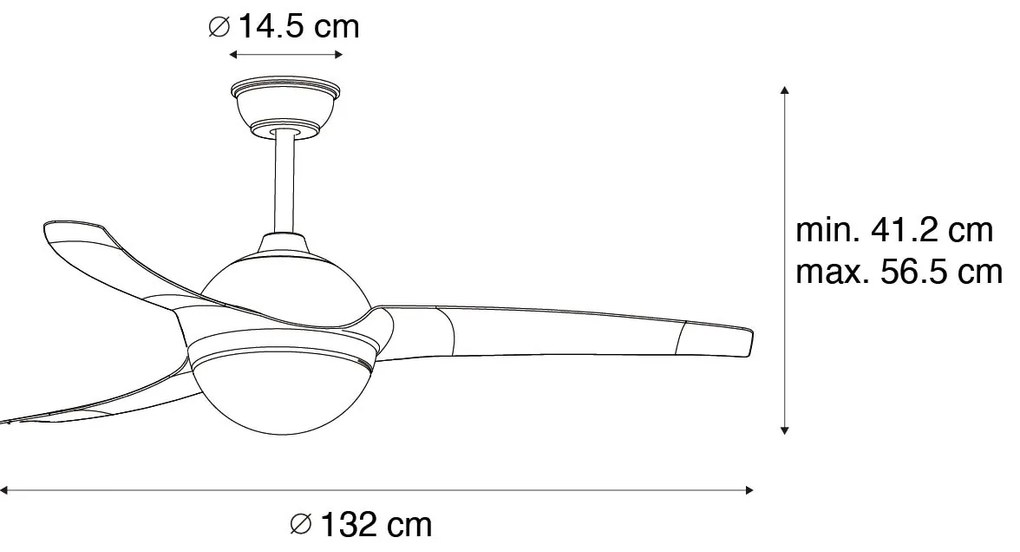 Plafondventilator wit met afstandsbediening - Bora