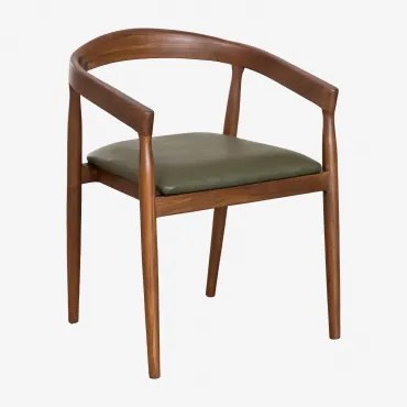 Set Van 2 Leren Visby Eetkamerstoelen Leger Groen - Sklum