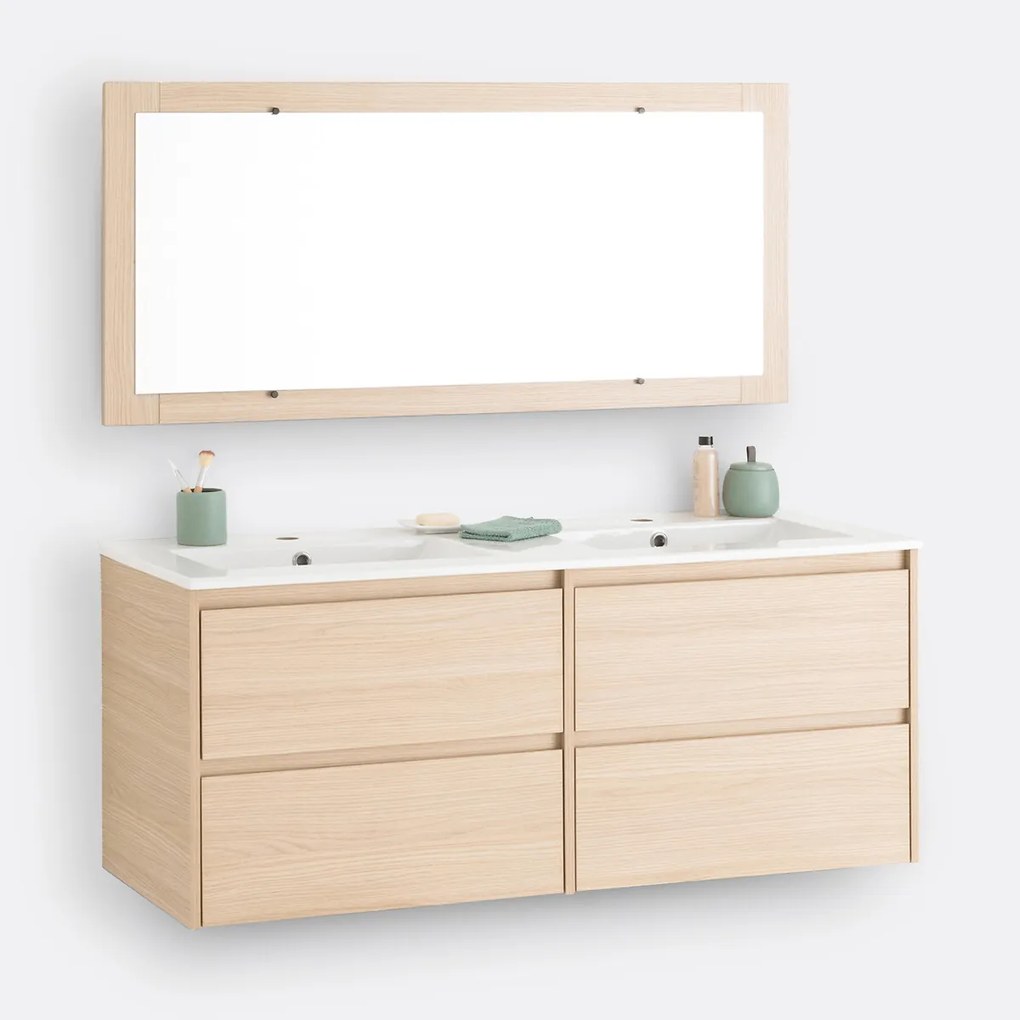 Wandmeubel voor wwastafel + spiegel L120cm, Nirio