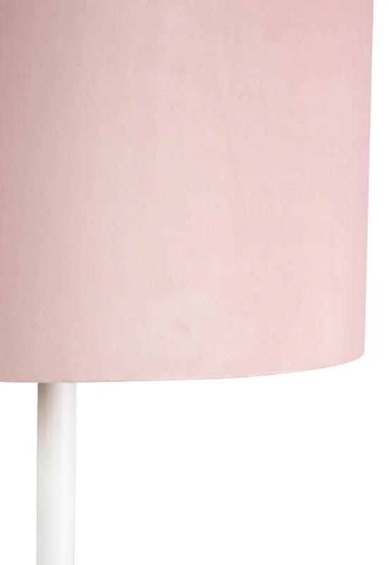 Romantische vloerlamp wit met roze kap 40 cm - Simplo Art Deco, Modern, Retro E27 Binnenverlichting Lamp