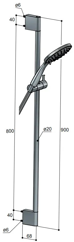 Hotbath Mate M271 glijstangset 90cm met 3s handdouche chroom