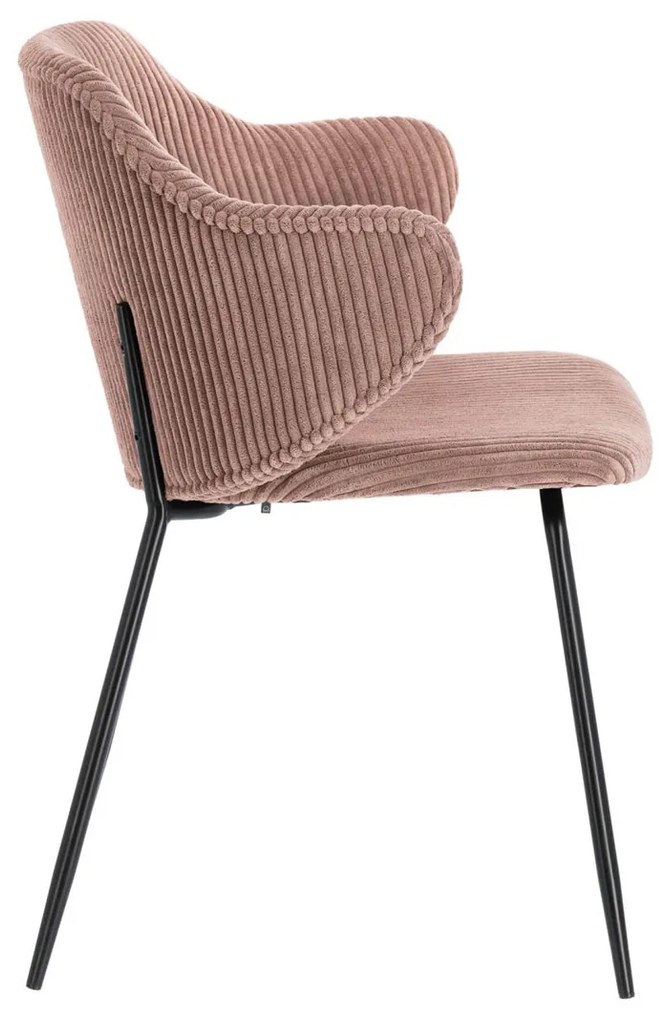 Kave Home Suanne Corduroy Roze Eetkamerstoel