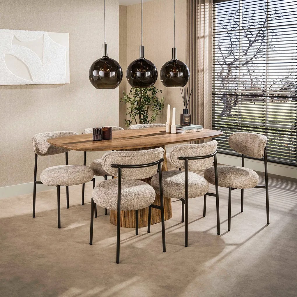 Beige Eetkamerstoel Met Ronde Zitting