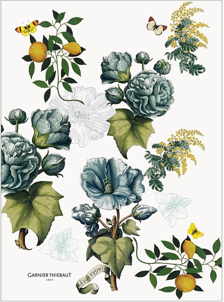 Gewassen linnen theedoeken Giardino, 4-delig