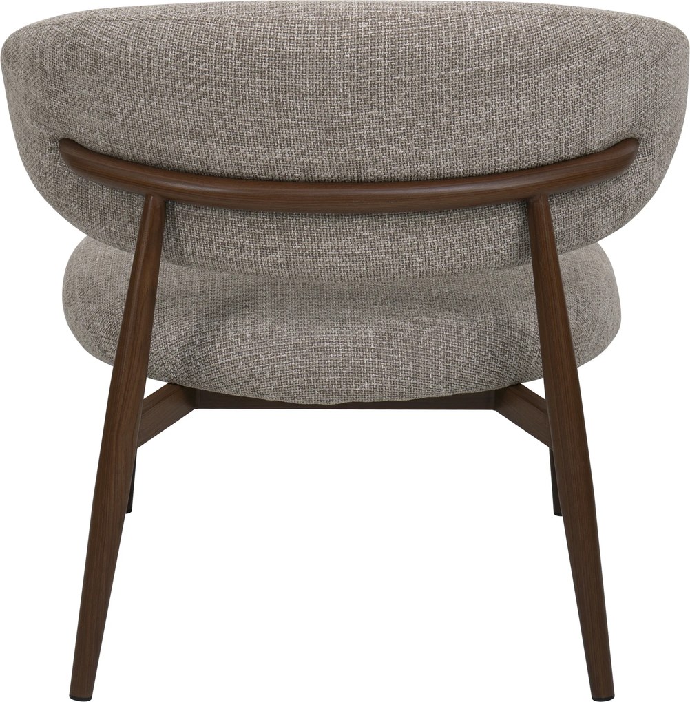 Fauteuil Walnoot Met Beige Stof