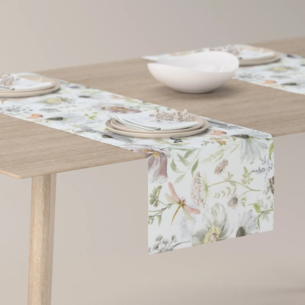 Dekoria Rechthoekige tafelloper, wit-beige, 40 x 130 cm